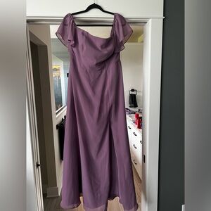 A16 Azazie Wisteria, Floor-length Off-shoulder gown